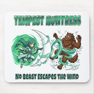 Anime-Stil Tempest-Jägerin gegen Werwolf-Wind-Schl Mousepad