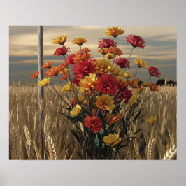 Anime-Style 3D-Render der Herbst-Wildblume Bouquet Poster