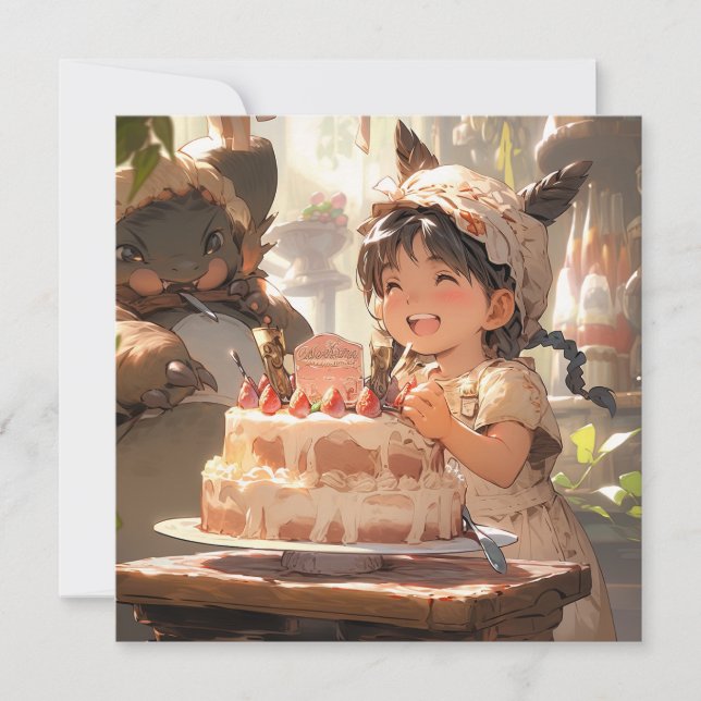 Anime Style Birthday Celebration Art Einladung (Vorderseite)