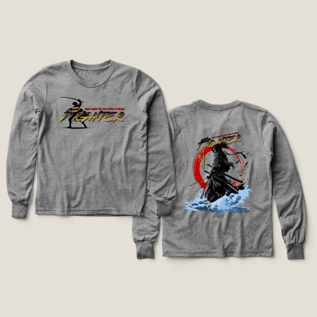 Anime Style Fighter | Kids Long Sleeve (Design Vorder- & Rückseite)