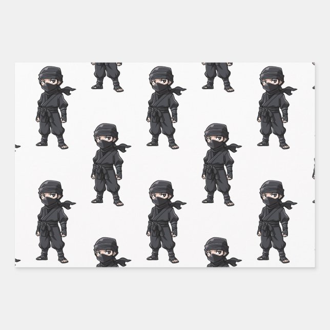 Anime Style Ninja Warrior Boys Birthday Party Geschenkpapier Set (Vorderseite)