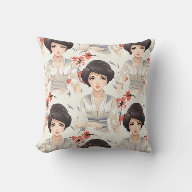 Anime Style Woman Kissen (Vorderseite)