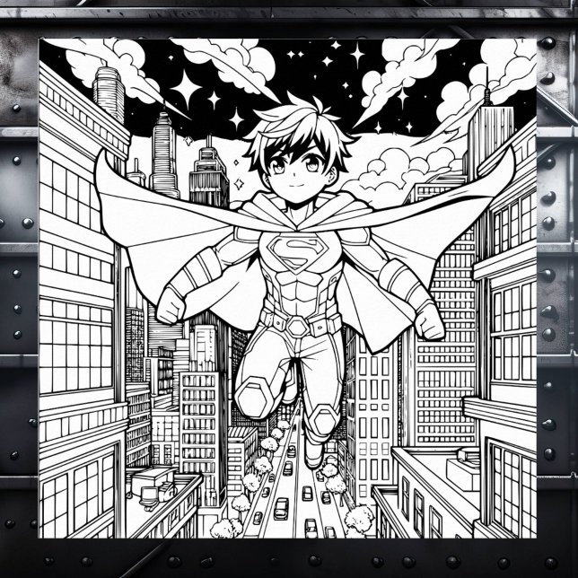Anime Superhero Boy | Kid's Coloring Poster (Von Creator hochgeladen)