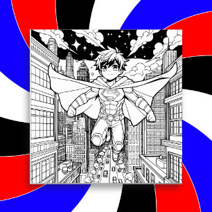 Anime Superhero Boy   Kid's Coloring Save The Date