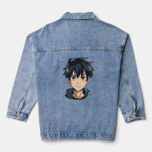 Anime-Superkraft-Vergnügen - Charakter junger Mann Jeansjacke