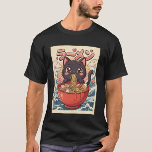 Anime Süße Kawaii Katze isst Ramen Nudel Funny Ja T-Shirt