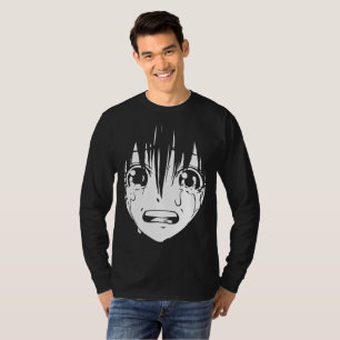 Anime T-Shirt : Fille Pleurant (Noir et Blanc)