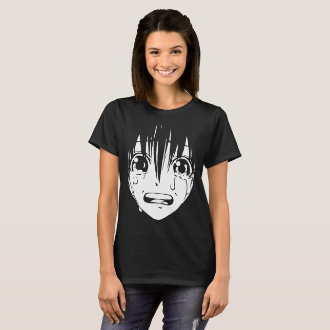 Anime-T - Shirt: Schreiendes Mädchen (Schwarzes u. T-Shirt (Vorne ganz)