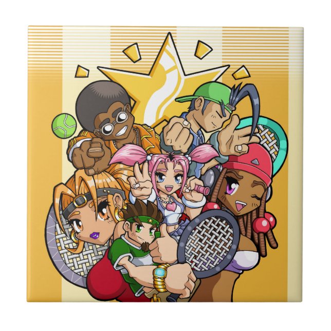 Anime Tennis Characters Fliese (Vorderseite)