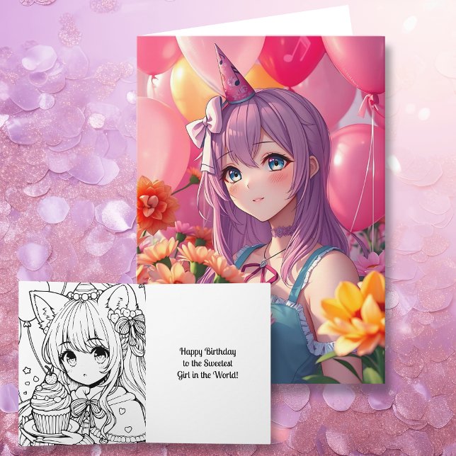 Anime Themed Birthday Girl Karte (Von Creator hochgeladen)