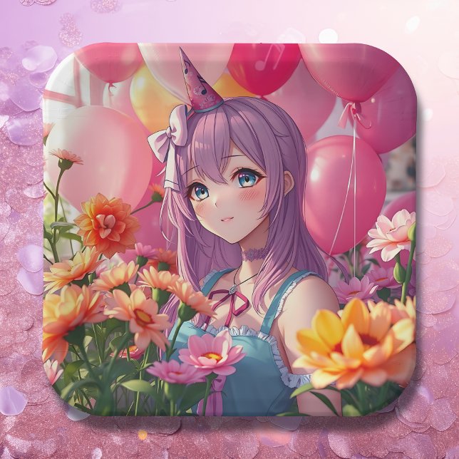 Anime Themed Birthday Girl Pappteller (Von Creator hochgeladen)