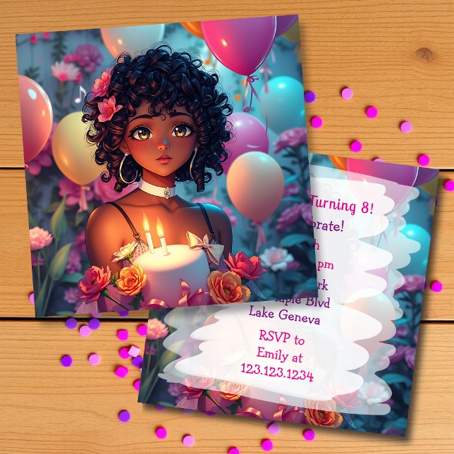 Anime Themed Birthday Girl Personalisiert Einladung (Von Creator hochgeladen)