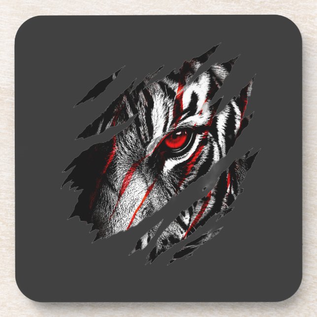 Anime-Tigeraugen durch Kratzer Getränkeuntersetzer (Vorderseite)