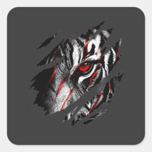 Anime-Tigeraugen durch Kratzer Quadratischer Aufkleber