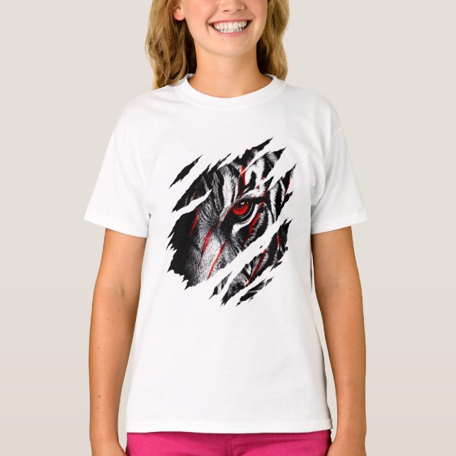 Anime-Tigeraugen durch Kratzer T-Shirt (Vorderseite)