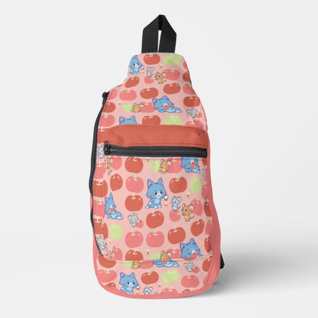 Anime Tom, Jerry und Tuffy Apple Pattern Crossbody Bag (Vorderseite)