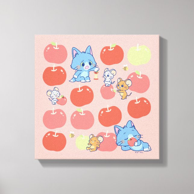 Anime Tom, Jerry und Tuffy Apple Pattern Leinwanddruck (Vorderseite)