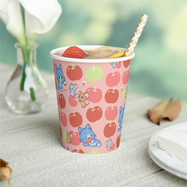 Anime Tom, Jerry und Tuffy Apple Pattern Pappbecher (In Situ)