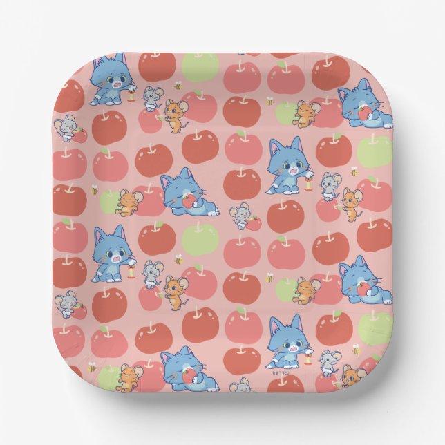 Anime Tom, Jerry und Tuffy Apple Pattern Pappteller (Vorderseite)