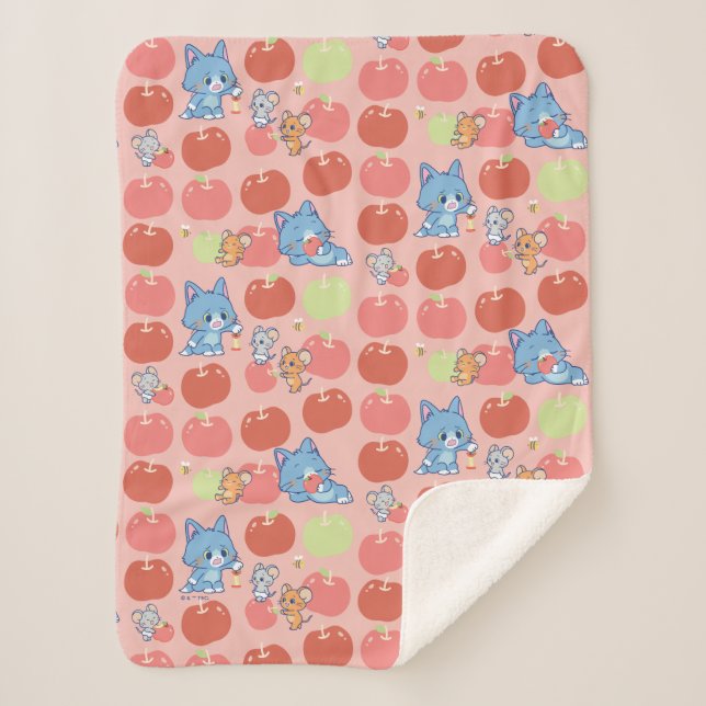 Anime Tom, Jerry und Tuffy Apple Pattern Sherpadecke (Vorderseite)