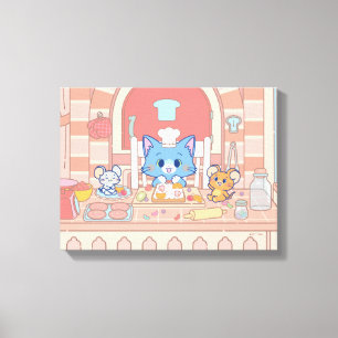 Anime Tom, Jerry und Tuffy Bakery Leinwanddruck