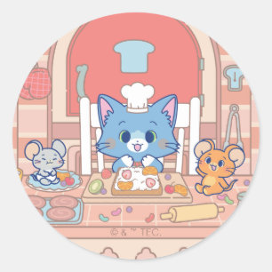 Anime Tom, Jerry und Tuffy Bakery Runder Aufkleber
