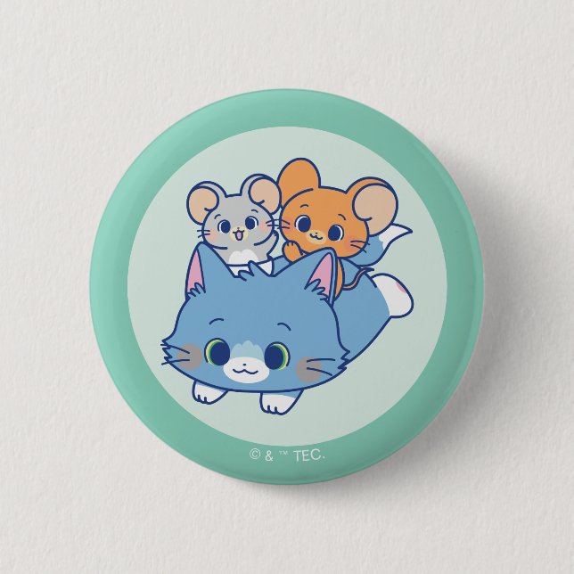 Anime Tom, Jerry und Tuffy Button (Vorderseite)