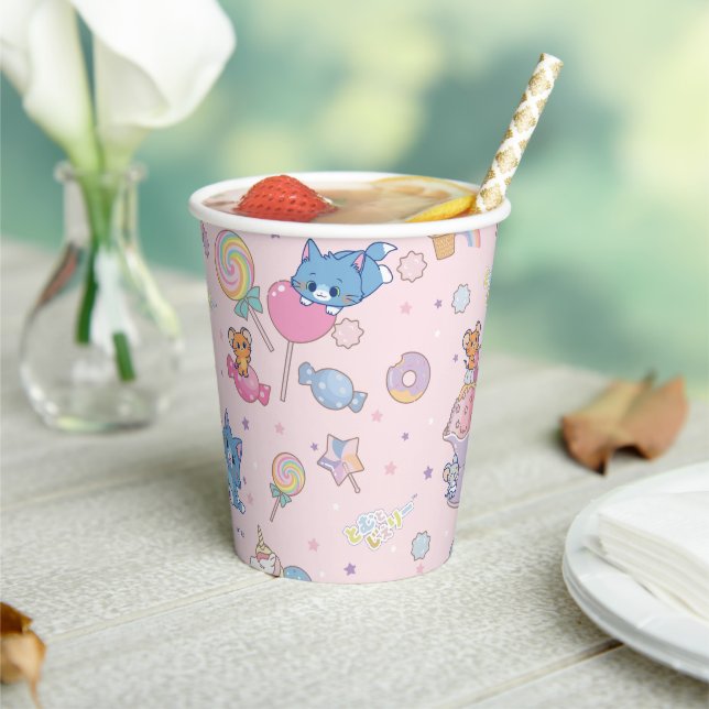 Anime Tom, Jerry und Tuffy Candyland Pattern Pappbecher (In Situ)