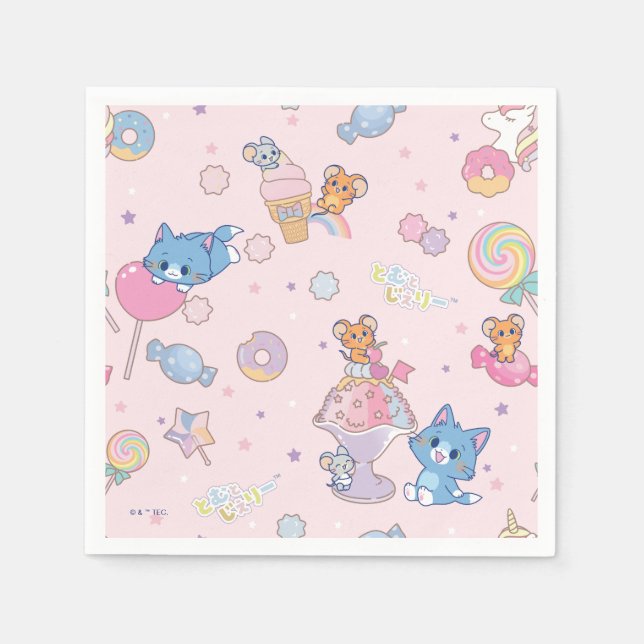 Anime Tom, Jerry und Tuffy Candyland Pattern Serviette (Vorderseite)