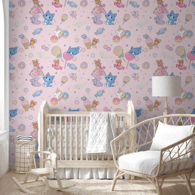 Anime Tom, Jerry und Tuffy Candyland Pattern Tapete (Kinder)