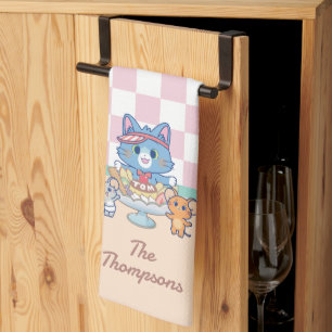 Anime Tom, Jerry und Tuffy Dessert Parlor Geschirrtuch