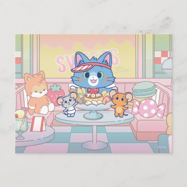 Anime Tom, Jerry und Tuffy Dessert Parlor Postkarte (Vorderseite)
