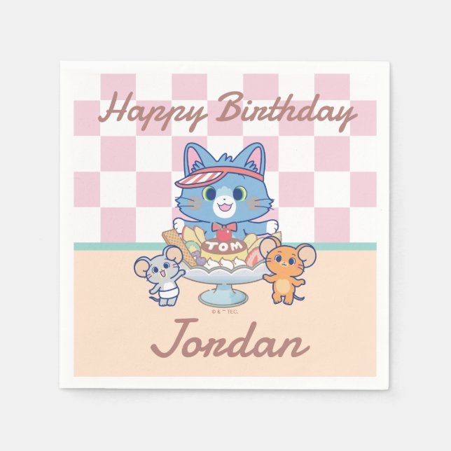 Anime Tom, Jerry und Tuffy Dessert Parlor Serviette (Vorderseite)