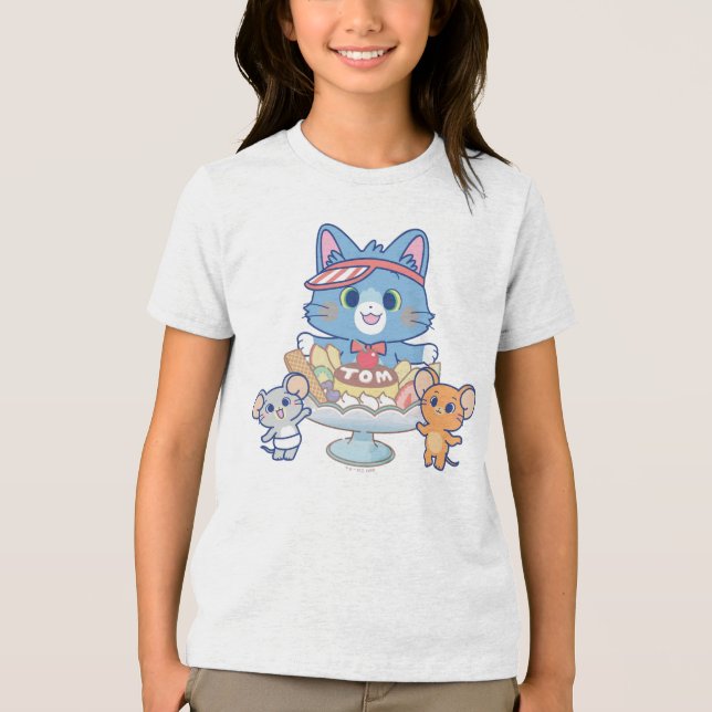Anime Tom, Jerry und Tuffy Dessert Parlor Tri-Blend Shirt (Vorderseite)