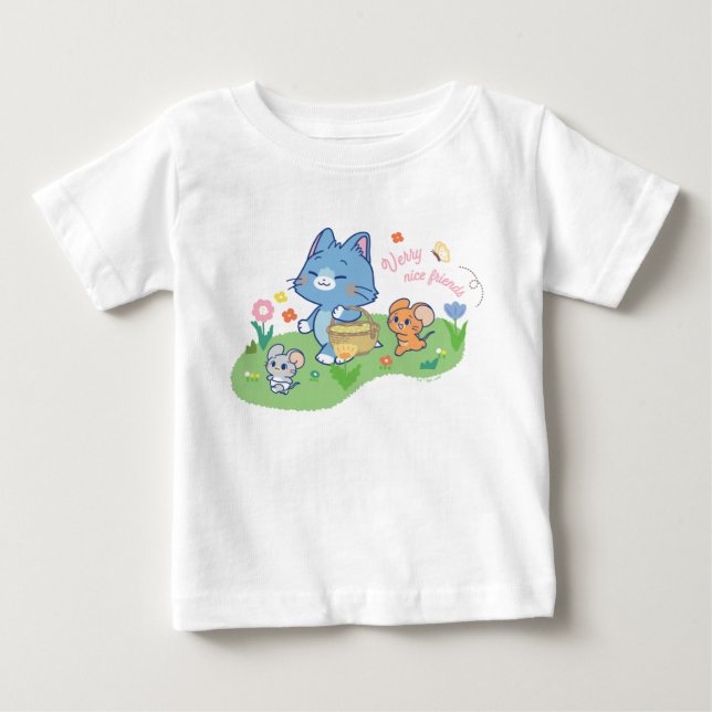 Anime Tom, Jerry und Tuffy Picnic Baby T-shirt (Vorderseite)