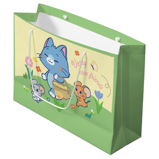 Anime Tom, Jerry und Tuffy Picnic Große Geschenktüte (Vorderseite Schrägansicht)