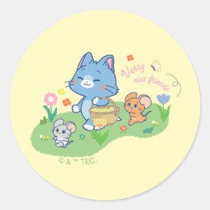 Anime Tom, Jerry und Tuffy Picnic Runder Aufkleber