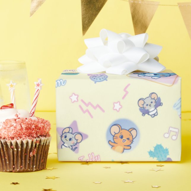 Anime Tom, Jerry und Tuffy Playtime Pattern Geschenkpapier (Geburtstagsparty)