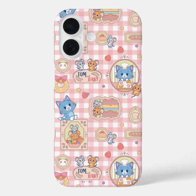 Anime Tom und Jerry Bakery Pattern iPhone 16 Hülle (Rückseite)