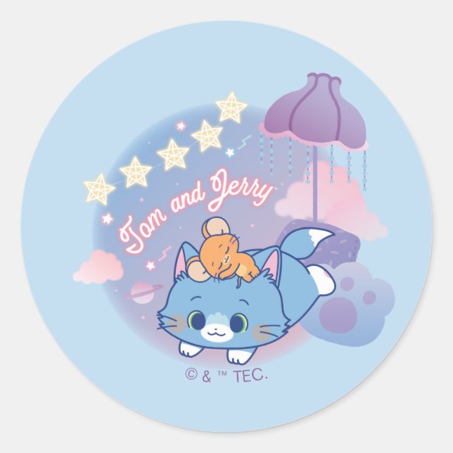 Anime Tom und Jerry Dreamy Nights Runder Aufkleber (Vorderseite)