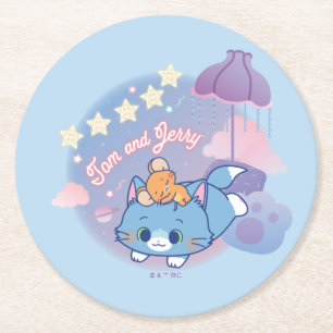 Anime Tom und Jerry Dreamy Nights Runder Pappuntersetzer