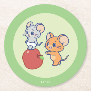 Anime Tuffy und Jerry Apple Rolling Runder Pappuntersetzer