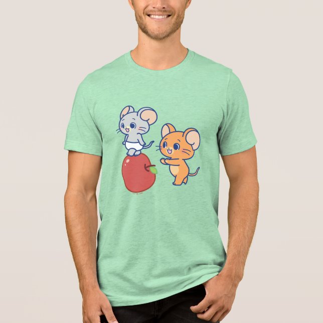 Anime Tuffy und Jerry Apple Rolling Tri-Blend Shirt (Vorderseite)