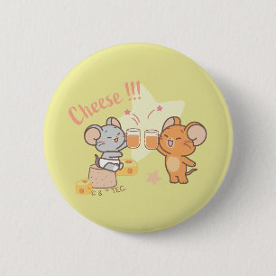 Anime Tuffy und Jerry Cheers zu Käse Button