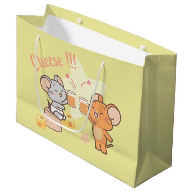 Anime Tuffy und Jerry Cheers zu Käse Große Geschenktüte (Vorderseite Schrägansicht)