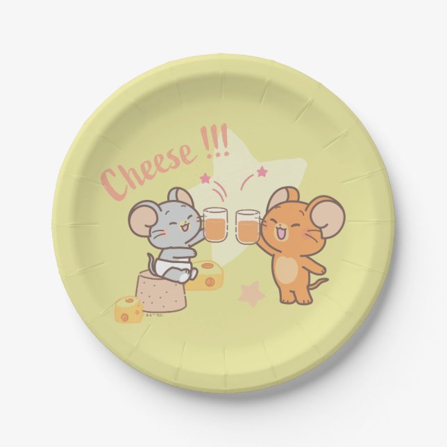 Anime Tuffy und Jerry Cheers zu Käse Pappteller (Vorderseite)