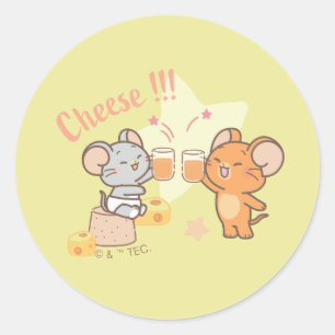 Anime Tuffy und Jerry Cheers zu Käse Runder Aufkleber