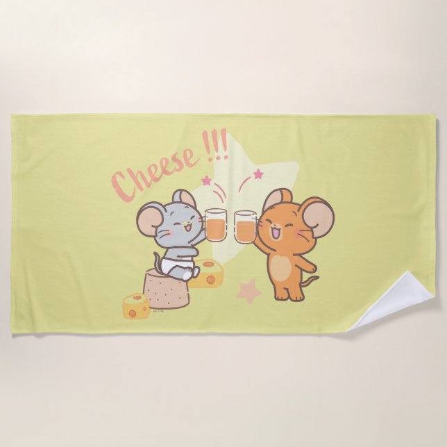 Anime Tuffy und Jerry Cheers zu Käse Strandtuch (Vorderseite)