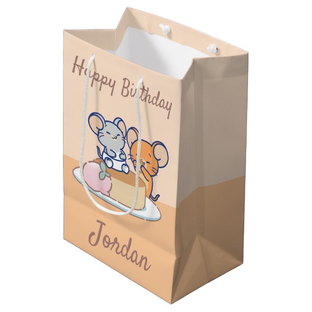 Anime Tuffy und Jerry Cheesecake Mittlere Geschenktüte (Vorderseite Schrägansicht)