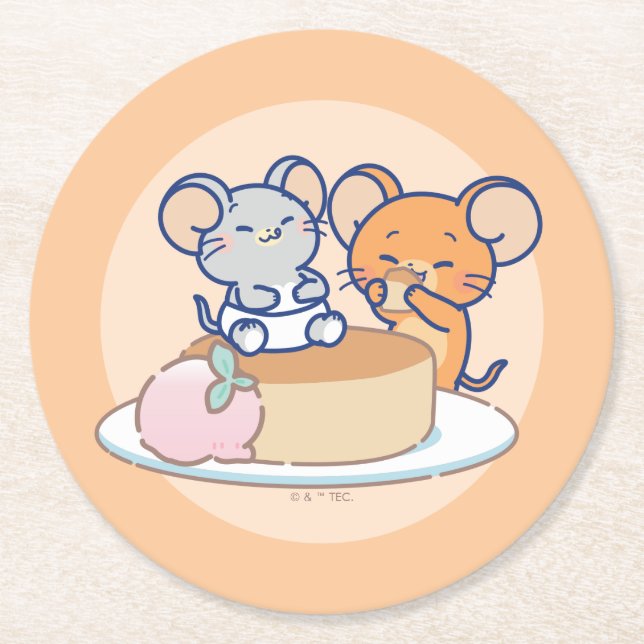Anime Tuffy und Jerry Cheesecake Runder Pappuntersetzer (Vorderseite)